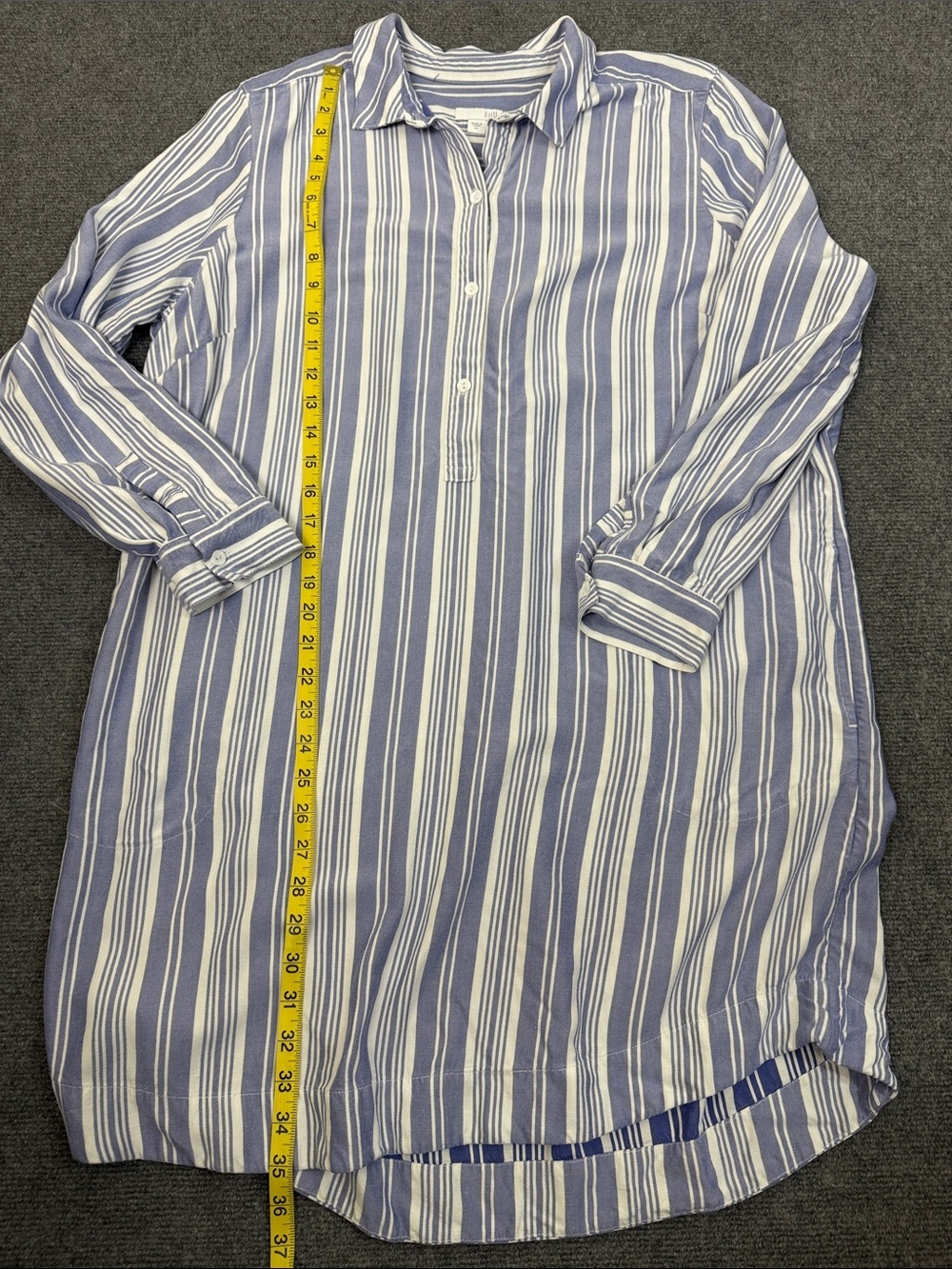 J. Jill Light Blue and White Striped Midi Shirt Dress with Pockets Sz XL (DJ5) - Picture 8 of 9